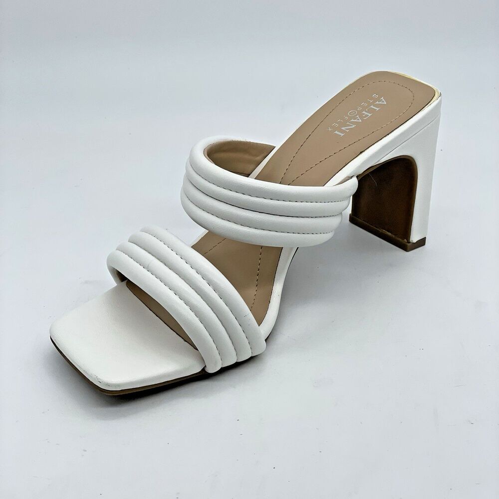 Alfani Stantonn Quilted Slide Dress Sandals Women's 8.5M White Leather Classic